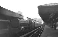 Steam and shadows at Buchanan Street station during the early evening of 23 August 1965. Black 5 no 45013 is awaiting its departure time with the 6.15pm service to Dundee.<br><br>[K A Gray 23/08/1965]