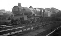 Sunshine and shadows in the shed yard at Crewe South in October 1961. The locomotive in the foreground is 6846 <I>Ruckley Grange</I>, a visitor from Bristol, Barrow Road.<br><br>[K A Gray 01/10/1961]