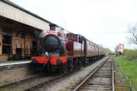 The NRM's Metropolitan No 1 with a train at Hayes Knoll on 19 April.<br><br>[Peter Todd 19/04/2014]