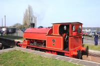 Scene at Brownhills West on the Chasewater Railway on 29 March 2014. The attractive saddle tank featured is <I>Kent No 2</I> [Bagnall 0-4-0ST, 2842 of 1946]<br><br>[Peter Todd 29/03/2014]