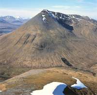 Viewed from near the summit of Beinn Odhar (901m), the West Highland Line can just about be made out skirting the lower slopes of Beinn Dorain. Auch Gleann Viaduct is towards the right hand edge of the photograph.<br><br>[Bill Jamieson 18/04/2014]