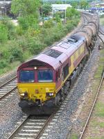 DBS 66113 with the Mossend - Aberdeen Waterloo service, diverted through Fife on 24 May because of engineering work in the Larbert area. The train is seen here passing Kirkcaldy. <br><br>[Bill Roberton 24/05/2014]