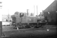GWR 1400 class 0-4-2T no 1458 on shed at Oswestry in August 1960. [See image 27622]  <br><br>[David Stewart 08/08/1960]