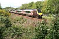 The 1306 Edinburgh - Plymouth CrossCountry service about to run through Musselburgh on 13 May. [Ref query 9814]<br><br>[John Furnevel 13/05/2014]