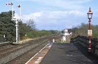 Looking north from the up platform at Appleby just after 09:00 on the morning of 24th April 2014, and the Appleby North signalman won't be interrupted from reading his newspaper for almost another half hour, when he will clear the road for the 08:53 Carlisle - Leeds.<br><br>[Bill Jamieson 24/04/2014]