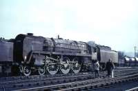 Forlorn looking Britannia Pacific 70035 <I>Rudyard Kipling</I> on Kingmoor shed in October 1966. <br><br>[G W Robin 08/10/1966]