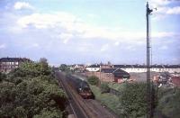 Hurlford Black 5 no 45489 with a train between Strathbungo and Crossmyloof on 25 May 1965. <br><br>[John Robin 25/05/1965]