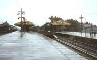 West Country Pacific no 34095 <I>Brentor</I> runs west non-stop through Basingstoke on 24 August 1964.<br><br>[John Robin 24/08/1964]