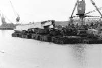 Space at a premium in the yard of T W Ward, Inverkeithing, during a busy period in 1988.<br><br>[Grant Robertson //1988]