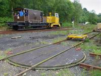 Hunslet MOD 251 heads along the western extension to the Lathalmond Shed 47 Group site on 15 June while running brake van trips for visitors.<br><br>[Bill Roberton 15/06/2014]