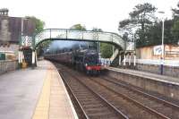 48151 brings the return <I>Cumbrian Coast Express</I> swiftly though Cark and Cartmel on 14 June 2014 having made up time since the water stop at Sellafield.<br><br>[John McIntyre 14/06/2014]