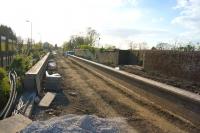 Restoring platforms 3 & 4 at Huyton on 19 April 2014. In this view west towards Roby the platform walls are taking shape and track should soon appear.<br><br>[John McIntyre 19/04/2014]