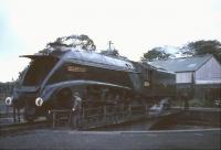 A4 60034 <I>Lord Farringdon</I> being turned at Ferryhill in August 1966.<br><br>[G W Robin /08/1966]