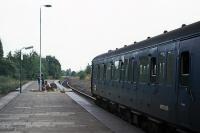 New vandal proof lighting being installed at St Albans Abbey station on Sunday 28th September 1975. Class 122 'Bubble Car' M55009 forms what BR intended would be the last Sunday service. The users of the line refused to take the hint, however, overloading the 'Bubble Car' on weekdays and forcing the Sunday service to be reinstated only 2 months later. As a result, the branch is still with us, now electrified, as is M55009, under the protection of the Mid Norfolk Railway.<br><br>[Mark Dufton 28/09/1975]