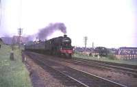 Kingmoor Black 5 no 45012 passing Busby Junction on its way home in August 1965 with the 5.30pm Glasgow - Carlisle service.<br><br>[G W Robin /08/1965]