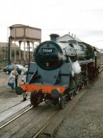 Standard Class 4 4-6-0 75069 running round its train after arrival at the Severn Valley's Kidderminster Town station in October 1989.<br><br>[Colin Miller /10/1989]