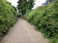 The old Newquay Harbour branch, part of which has now been converted to a cycle/walkway. Photographed in July 2014, some 88 years after closure.<br><br>[Bruce McCartney 08/07/2014]