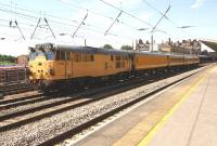 Network Rail test train 3Q83 from Derby to Carlisle on 10 July 2014, with 31233 pushing and DBSO 9708 leading. The train was put into the Down Goods Loop at Preston for about 20 minutes to allow service trains to pass.<br><br>[John McIntyre 10/07/2014]