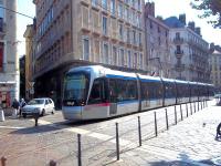 Scene on the Grenoble city tram system, Line B, in late September 2011 as Alstom Citadis-built tram 6208 slows for the stop at <I>Place Notre Dame</I>.<br><br>[Andrew Wilson 26/09/2011]