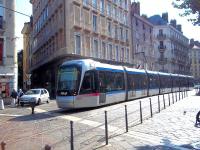 Scene on the Grenoble city tram system, Line B, in late September 2011 as Alstom Citadis-built tram 6208 slows for the stop at <I>Place Notre Dame</I>.<br><br>[Andrew Wilson 26/09/2011]