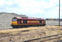 Appropriately named 60045 <I>The Permanent Way Institution</I> stands alongside the ballast dump at Eastleigh on 9 July.<br><br>[Peter Todd 09/07/2014]