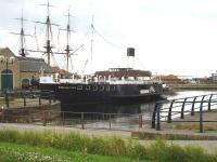 The former LNER paddle steamer Wingfield Castle, one of a trio that once operated on the former Hull Corporation Pier to New Holland route over the River Humber, appeared rather run down when seen at its berth by the Maritime Museum at Hartlepool on 13 July. [See image 31915]<br><br>[David Pesterfield 13/07/2014]