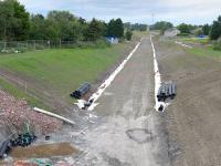 Looking north to Shawfair Station (on the bend) on 14 July from the new A6106 bridge.<br><br>[Bill Roberton 14/07/2014]