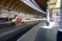 The 13.38 to Glasgow Central [06.25 ex-Plymouth] about to depart from Newcastle Central on 9 July 2014.<br><br>[Colin Miller 09/07/2014]