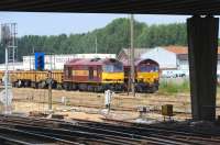 66206 with 60045 <I>The Permanent Way Institution</I> marshalling trains in the yard at Eastleigh on 9 July 2014.<br><br>[Peter Todd 09/07/2014]