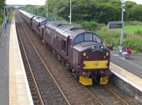 West Coast 37516+37685 pass through Cardenden on 21 July with the <I>Royal Scotsman</I> from Edinburgh to Keith. <br>
<br><br>[Bill Roberton 21/07/2014]