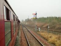 Marcheys House Junction, showing the chord from Winning Junction which is little used since the closure of Alcan aluminium smelter in 2012.  If the conversion of Lynemouth power station to biomass goes ahead then it is possible that there will be resurgence in rail traffic due to fuel being imported through Port of Blyth.  [See image 46920]<br><br>[Malcolm Chattwood 29/03/2014]