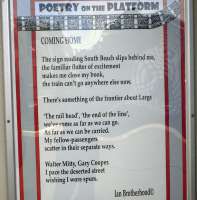 The current <I>Poetry on the Platform</I> at Largs station on 1 August 2014 [see image 3908].<br><br>[John Yellowlees 01/08/2014]