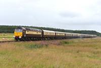 The Northern Belle going south from Inverness to London Kings Cross pictured near Moy with 47790 <i> Galloway Princess </i> leading and 57304 <i> Pride of Cheshire </i> at the rear.<br><br>[John Gray 04/08/2014]