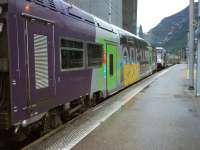 Class Z 26500 Coradia Duplex double decked emus stabled at Grenoble station on a July evening in 2014. <br><br>[Andrew Wilson 07/07/2014]