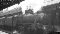 Southport based Black 5 no 44989 stands at Rochdale with an unidentified train on 20 May 1960. [Ref query 12772]<br><br>[K A Gray 20/05/1960]