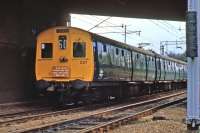 On Saturday 3rd October 1981, the RCTS ran a farewell tour for the Class 306 EMU which was being withdrawn after 32 years of intensive local service in and out of Liverpool Street. A run was made up to Colchester during the tour and this photo shows the special returning south at Stanway. The sidings here were used to store withdrawn 306 units before scrapping. <br><br>[Mark Dufton 03/10/1980]