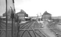 View from a Llannfyllin branch train approaching Oswestry from the south in the summer of 1960.   <br><br>[David Stewart 02/08/1960]