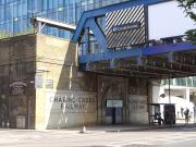 Former entrance to the original Blackfriars Station on Blackfriars Road on 24 July 2014. Planned by the Charing Cross Railway Company, it was opened by the South Eastern Railway in January 1864 and closed five years later when replaced by Waterloo (later Waterloo East).<br><br>[Bill Roberton 24/07/2014]