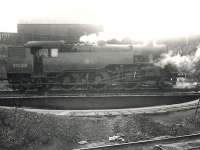 Kittybrewster shed's palindromic Standard Class 4 tank no 80108 on the turntable at Fraserburgh in the summer of 1956. <br><br>[G H Robin collection by courtesy of the Mitchell Library, Glasgow 04/08/1956]