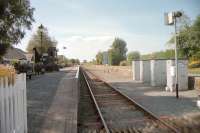 Standing on the level crossing at Dolau, Powys, in 2002 looking south west towards Llandrindod Wells.<br><br>[Ewan Crawford //2002]