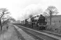 Black 5s 45407 and 44932 with an SLOA special from Carnforth to York on 29 April 1978, photographed between Hellifield and Bell Busk. [Ref query 7899] <br><br>[Bill Jamieson 29/04/1978]