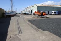 Remnants of the rail system that once served the former Royal Naval establishment at Port Edgar on the Firth of Forth, adjacent to South Queensferry.<br><br>[Colin Miller 26/08/2014]