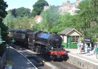 Master of disguise 61264 brings a train into Pickering on 22 July 2014 masquerading as B1 61034 <I>Chiru</I>.<br><br>[Colin Alexander 22/07/2014]