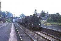 BR Caprotti class 5 no 73149 runs into Dunblane on 27 July 1965 with a Glasgow - Inverness train.<br><br>[G W Robin 27/07/1965]
