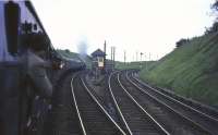 4472 <I>Flying Scotsman</I> takes the East Coast route at Kinnaber Junction on 16 May 1964 with the Queens College RTS <I>'Flying Scotsman Railtour'</I> returning from Aberdeen to Edinburgh.<br><br>[John Robin 16/05/1964]