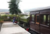 <I>Rosyth No 1</I> at the buffer stops at Blaenavon Big Pit station on 13 September 2014.<br><br>[Peter Todd 13/09/2014]