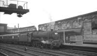 The 0950 Edinburgh Waverley - Leeds City stands at Carlisle on 14 August 1965. Recently attached for the journey over the Settle & Carlisle is Holbeck Jubilee no 45608 <I>Gibraltar</I>, with just one month to go before withdrawal.<br><br>[K A Gray 14/08/1965]