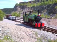 <I>Sir Tom</I> fusses around a few wagons at the top of the Threlkeld Quarry Railway museum line on 18 May.<br><br>[Ken Strachan 18/05/2014]