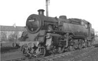 BR Standard class 4 2-6-4T no 80024 on Corkerhill shed in the early 1960s. Built at Brighton Works in 1951 the locomotive spent its entire life at 67A and was finally withdrawn by BR in 1966. <br><br>[David Stewart //]