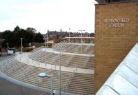 The steps and barriers at the rear of Murrayfield tramstop on 14 September. Hardly a requirement on this particular September evening, but doubtless a different picture on match days during the 6 Nations and other major sporting events at the stadium opposite.<br><br>[Andrew Wilson 14/09/2014]